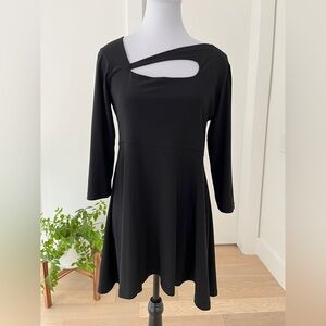 SYMPLI Canada Swing Tunic Dress High Low Hem Cut Out Detail Jersey Travel Chic